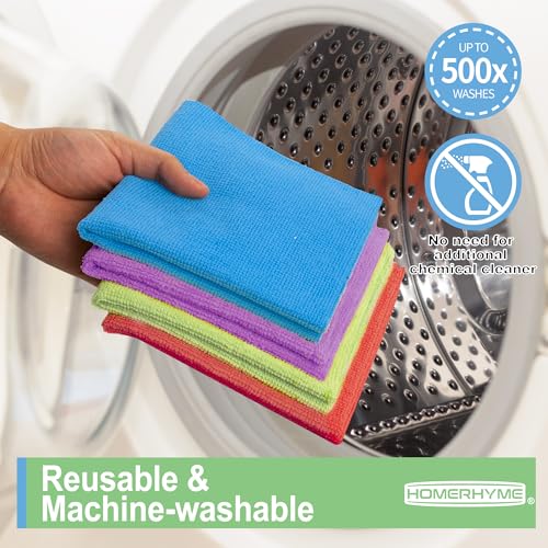 HOMERHYME Microfiber Cleaning Cloths, 12 Pack Multicolor Lint-Free Rags