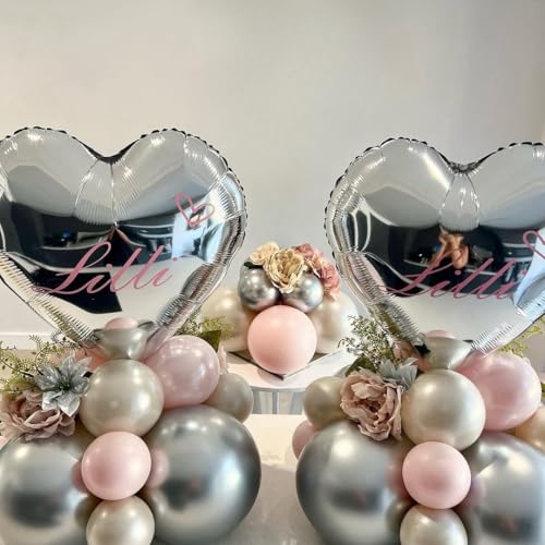 12 Pack 18 Inch Silver Heart Balloons for Valentine's Day & Weddings