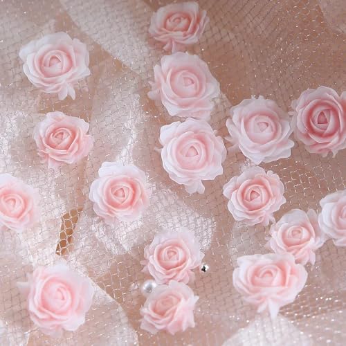 Qdsuh 100PCS 3D Resin Flower Nail Charms - Mixed Color Rose Manicure Art