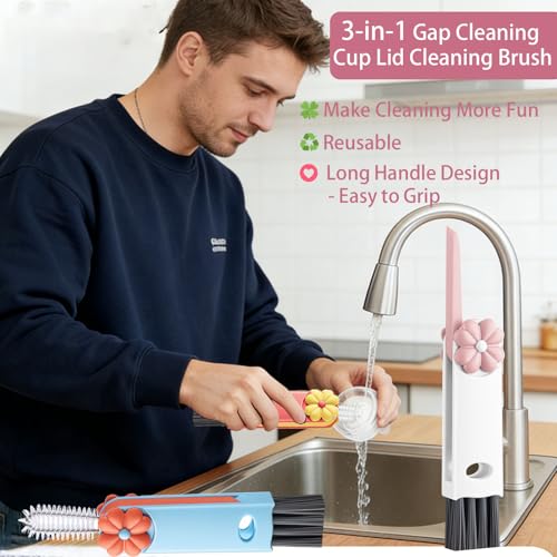 3-in-1 Cup Lid Cleaning Brush Set - Multifunctional Bottle Brush for Tight Spaces