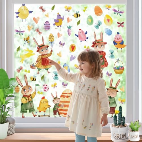 Easter Window Clings Set - 125 Reusable Static Stickers for Kids