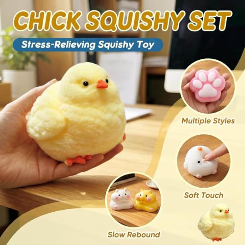 13-Pack Squishy Fidget Toy Set - Soft Silicone Stress Relief Toys for Kids