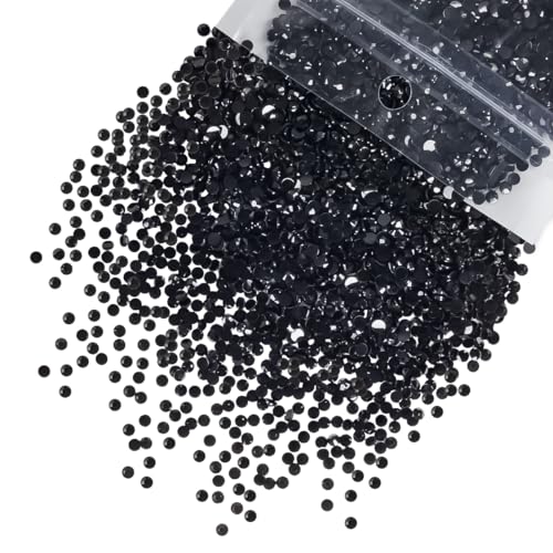 qiipii 5300PCS 3mm Black Resin Flatback Rhinestones for Crafts & Makeup