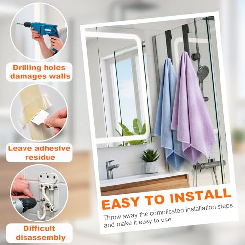 CZC HOME 7.5-Inch Extended Shower Door Towel Hook - Stainless Steel (2 Pack)