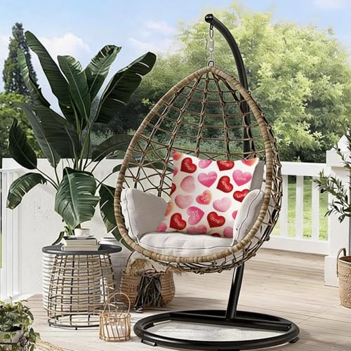 Valentine Throw Pillow Covers 18x18 Set of 2 Soft Polyester Heart Print