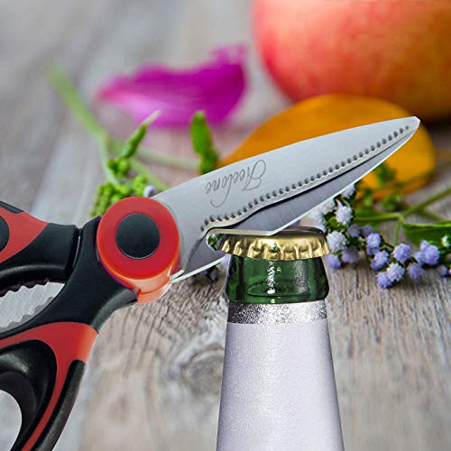 Acelone Heavy Duty Kitchen Shears, Ultra Sharp Stainless Steel Scissors - Red & Black