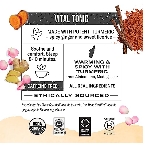 Numi Organic Three Roots Turmeric Tea, Caffeine-Free, 135 Tea Bags (3 Pack)