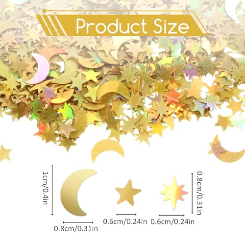 Yuomeaz 4000PCS Gold Star & Moon Confetti for Table Decorations - Star Moon Variation
