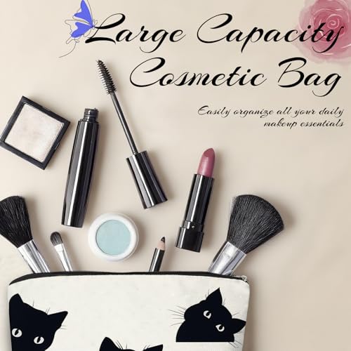 Cat Makeup Bag Travel Cosmetic Pouch for Women and Cat Lovers