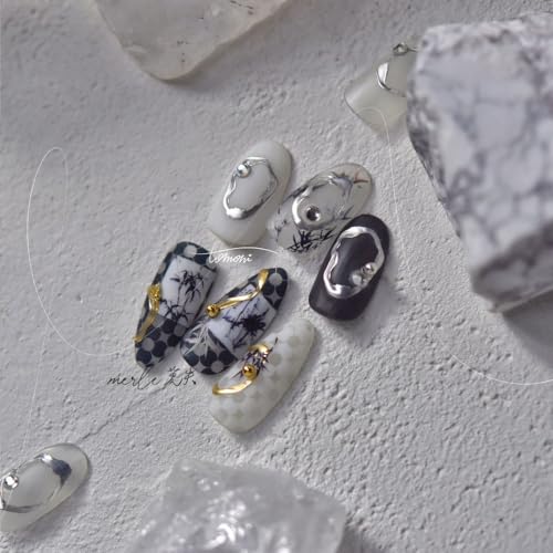 Gold & Silver 5D Embossed Nail Art Stickers - Geometric Designs