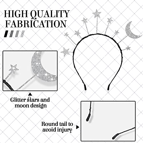 Halloween Star Moon Headbands Glitter Hair Accessories - 16 Pack (2 Sets)