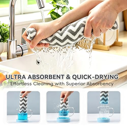 Kyhtok Microfiber Cleaning Cloths - 6 Pack Ultra Soft 12x12 Inch