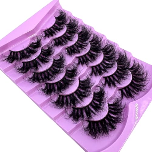 HBZGTLAD 25mm Faux Mink False Eyelashes Fluffy Cat Eye Multipack
