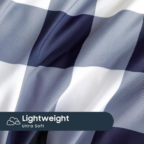 Wake In Cloud Navy Blue & White Buffalo Check Gingham Pillowcases Set of 2 20x26 Inches