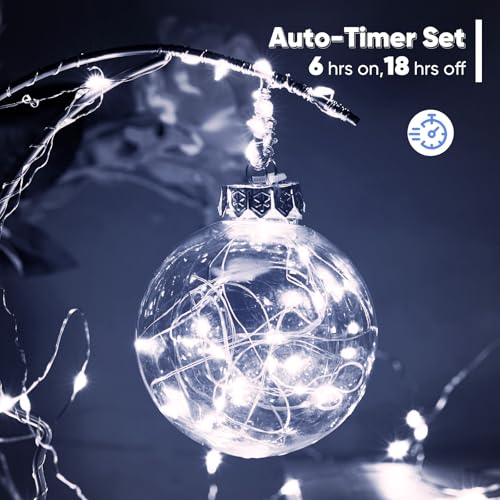 White Outdoor Battery-Operated String Lights with Remote & Timer - 16.4 Ft Waterproof Fairy Lights for Garden, Party, Wedding