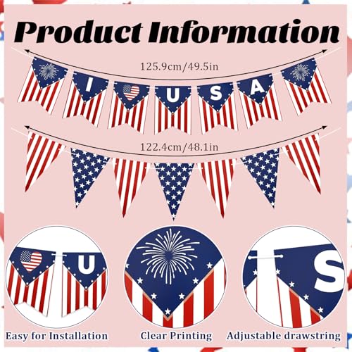 Patriotic Bunting Banner Set - 4th of July Decor | USA Flags
