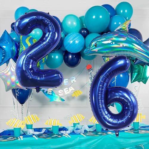 Navy Blue 40-Inch Number 26 Foil Balloon for Birthday & Wedding