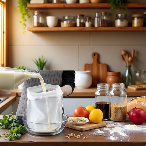 JJLFresheners Reusable Nut Milk Bag - Fine Nylon Mesh Strainer for Almond Milk and Cold Brew