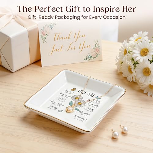 Daisy Birth Flower Jewelry Dish - Christian Gifts for Women