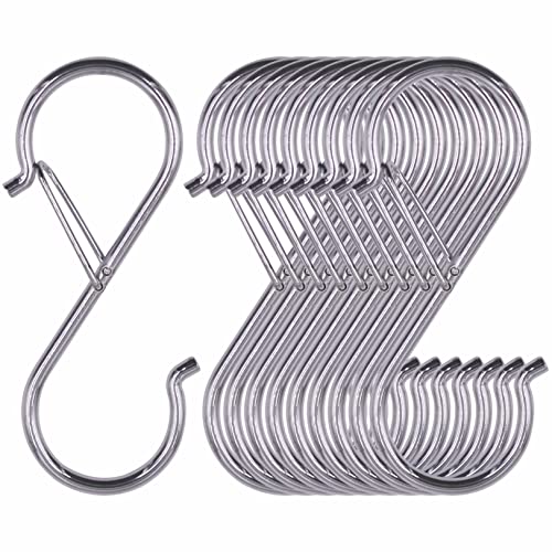 Vantasii Heavy Duty S Hooks - 10 Pack Rustproof Metal Hooks with Safety Buckle (3.5 inch)