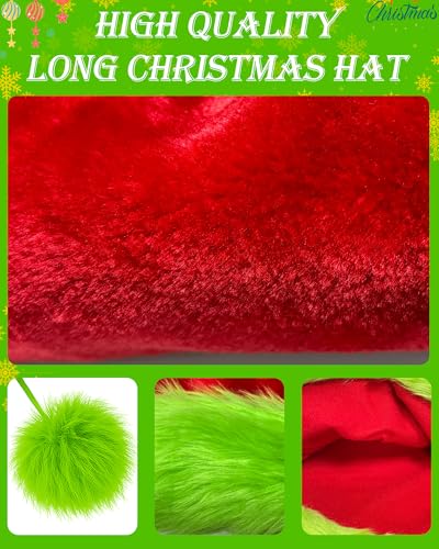 Christmas Santa Hat for Adults - Green Monster Halloween Cosplay Hat