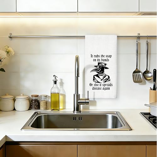Plague Doctor Hand Towel - Gothic Dark Humor Bathroom Decor, 16x24 (Gts-1)