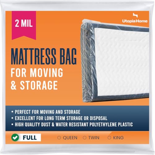 Utopia Home Full Mattress Bag for Moving & Storage - 2 Mil Thick, Model 1