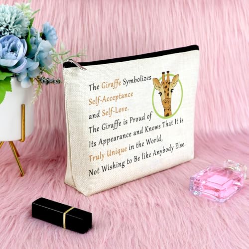 Sfodiary Giraffe Makeup Bag - Linen Cosmetic Pouch & Inspirational Gift