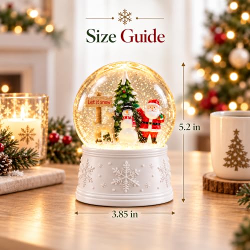 Christmas Snow Globe with Santa and Snowman - Musical & Color Changing LED Water Globe - Variation: Santa Snowman