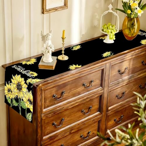 Farmhouse Sunflower Table Runner - 13x72 Inch Burlap Decor