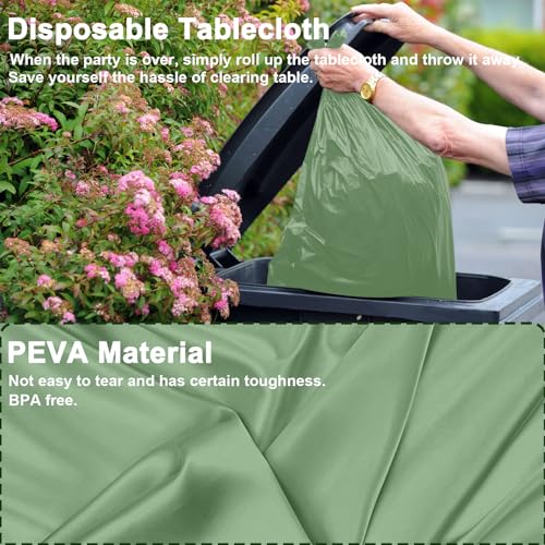Sage Green Disposable Tablecloths 2-Pack | 54 x 108 Inch Rectangular Covers