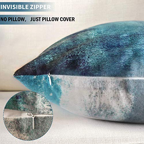 Alricc Turquoise Velvet Throw Pillow Covers, 18x18 Inch, 2 Pack