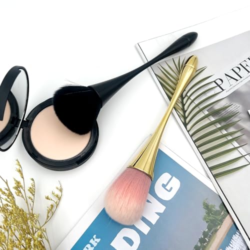 2-Piece Gold and Black Acrylic Nail Dust Brush Soft Powder Brush
