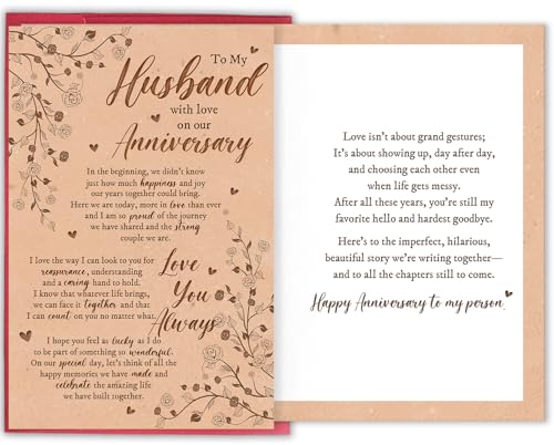 To My Husband Sweet Anniversary Card for Him Romantic Wife Greeting Card with Heartfelt Message - Bablira