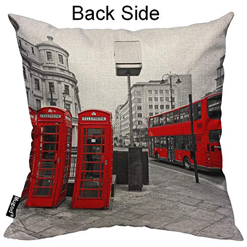 Mugod London City Throw Pillow Cover, 18x18 Inch Decorative Cotton Linen Case
