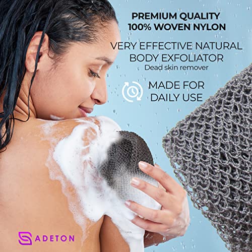 Adeton Authentic African Net Sponge Large Exfoliating Bath Cloth Gray