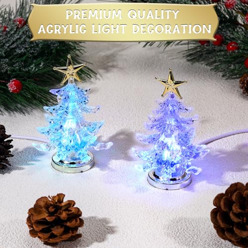 Glooglitter 8 Pcs LED Christmas Table Tree Lights - USB Decor, Multicolor