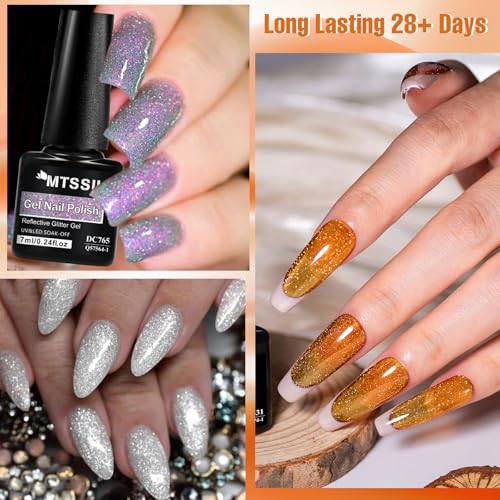 MTSSII Reflective Gel Polish Set Glitter Nail Kit with Base and Top Coat