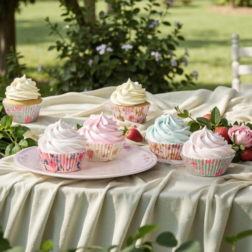 SKIDEC Floral Cupcake Liners, Standard Size Paper Baking Cups - 400 Count