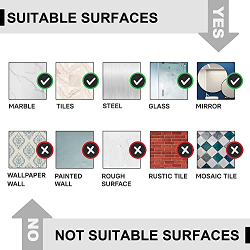 Wall-Mounted Shower Caddy Shelf with Hooks - 3-Pack Adhesives