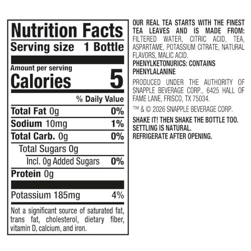 Snapple Zero Sugar Peach Tea - 16 fl oz Recycled Bottle