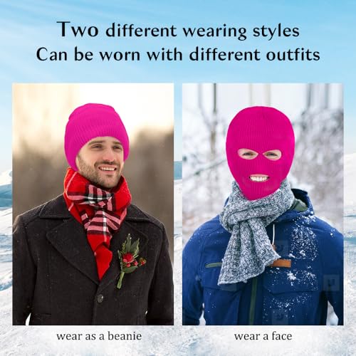 3 Hole Ski Mask, Knitted Balaclava Face Mask, Winter Full Face Mask Cover for Winter Outdoor Sports