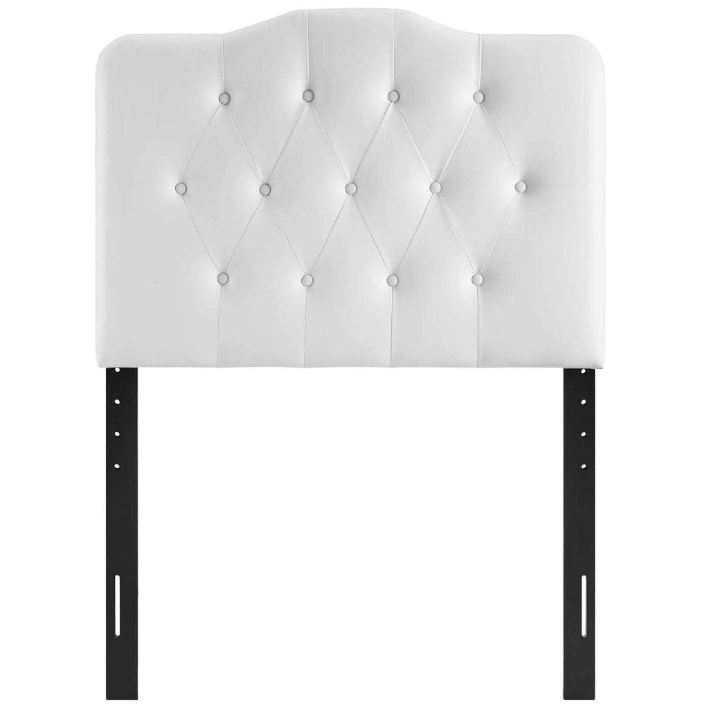 Modway Annabel Tufted Button Faux Leather Upholstered Twin Headboard in White