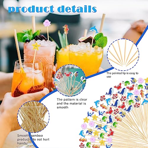 100Pcs Sea Animals Toothpicks - Cute Fish Theme Cocktail Picks