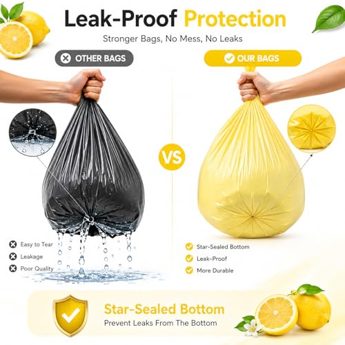5 Gallon Scented Trash Bags - 60 Count Fresh Lemon, Durable Design