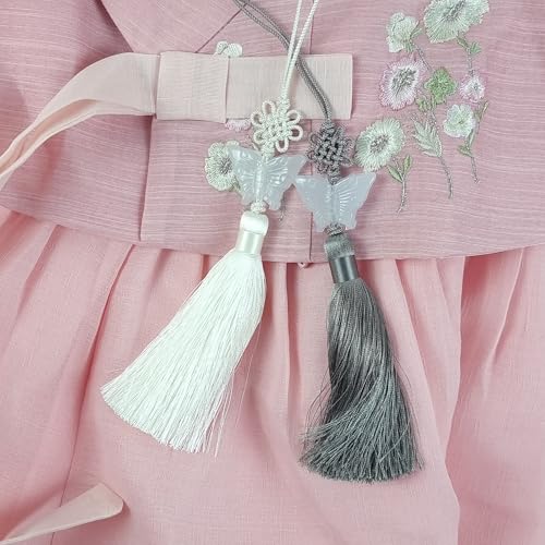 Jade Butterfly Norigae Dark Red - Korean Traditional Tassel Bag Charm