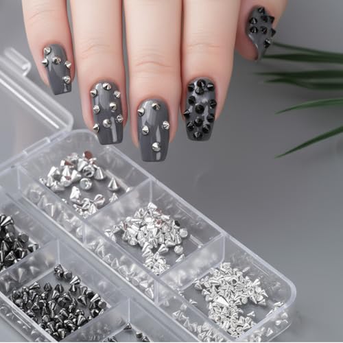 Gothic Nail Art Charms and Rhinestones Kit with Studs and Spikes