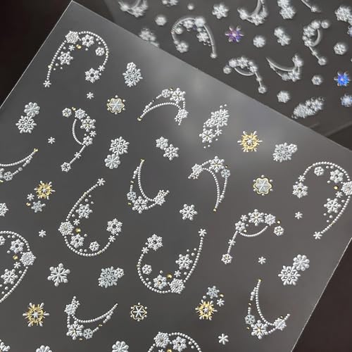 Winthrop 4 Sheets 5D Snowflake Nail Stickers Christmas Winter Art Decals