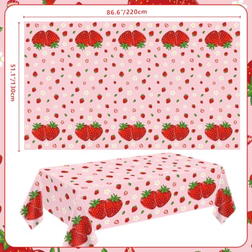 3-Pack Strawberry Tablecloths - Waterproof, 51x86 Inch for Parties