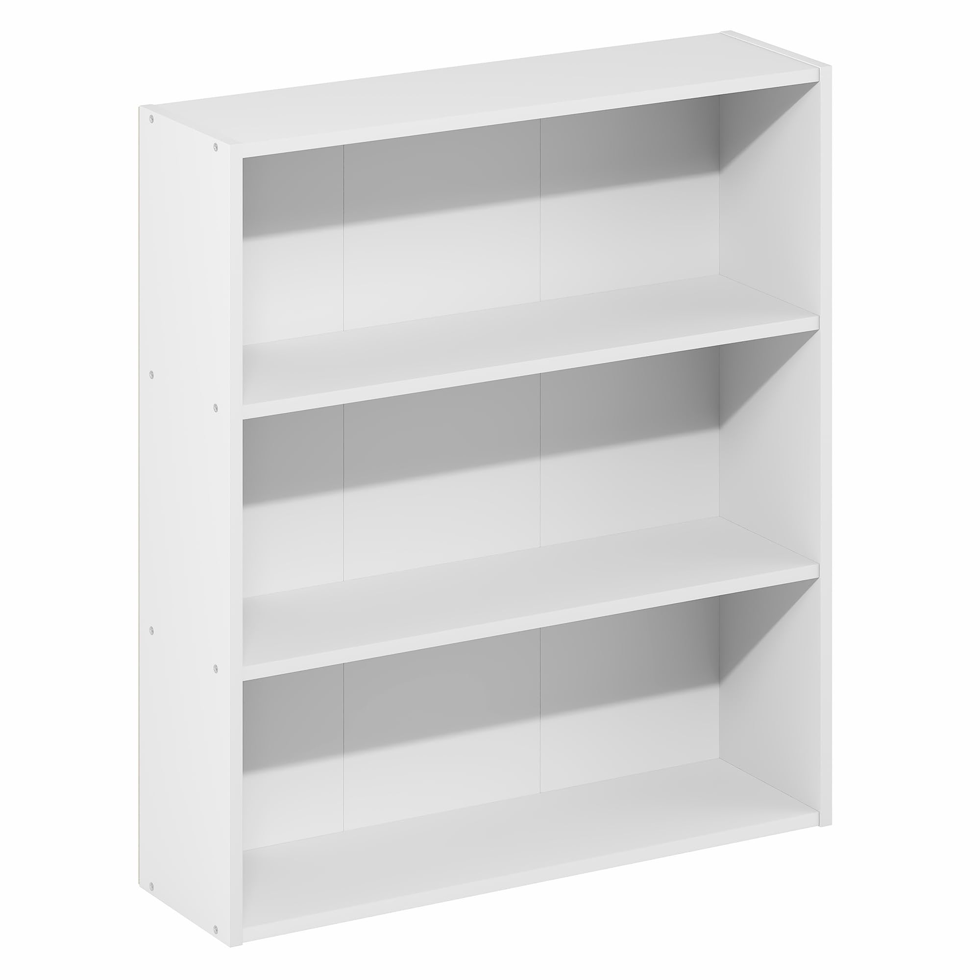 Furinno Basic Book Shelf, 3-Tier Bookshelf, Cube Storage Organizer Bookcase with Open Shelf, 7 x 24 x 26, for Living Room, Bedroom, Home Office, White